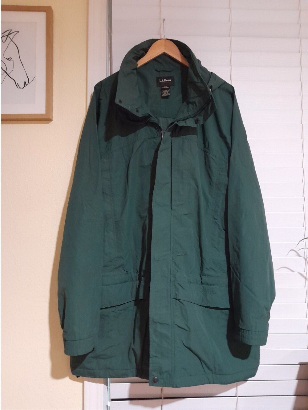 vintage L.L Bean 5 pocket hooded corded full zip jacket XL tall green